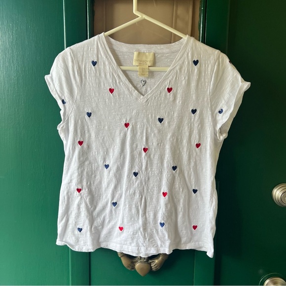 Cynthia Rowley Tops - Cynthia Rowley White Top with Blue Heart Detail